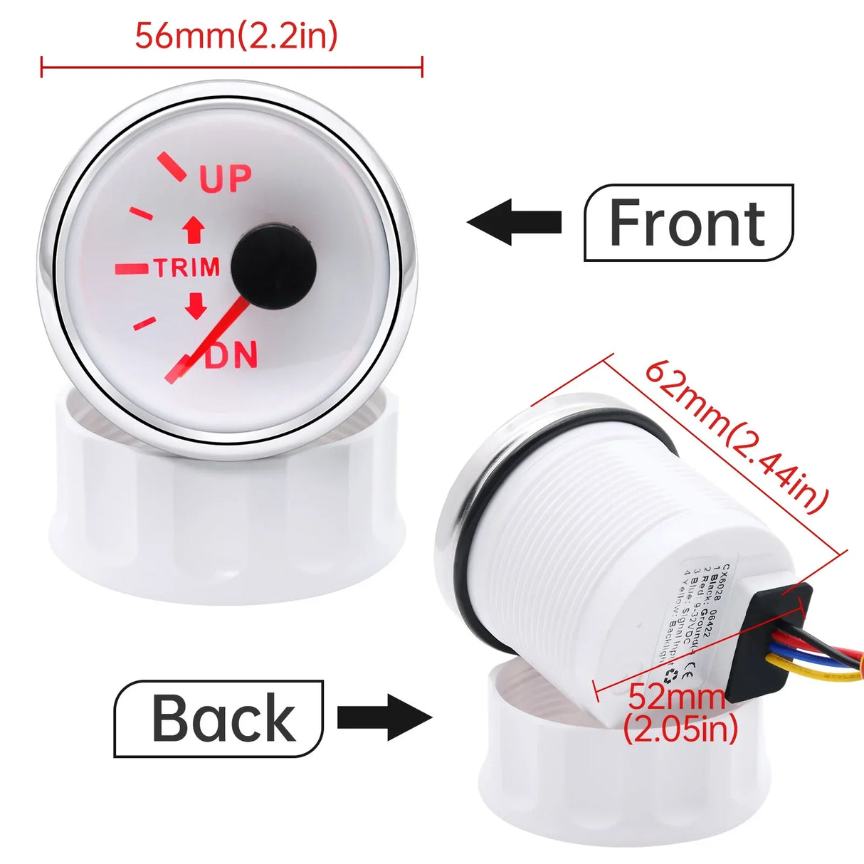 9-32V 52mm Waterproof Trim Gauge for Auto & Boat