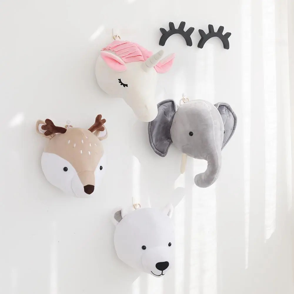 Plush Head Elephant Unicorn Deer Nursery Childhood Room