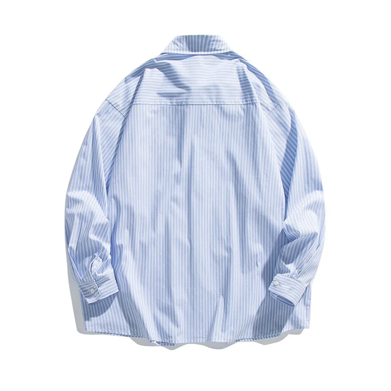 Double Breasted Placket Men's Loose Casual Long Sleeve