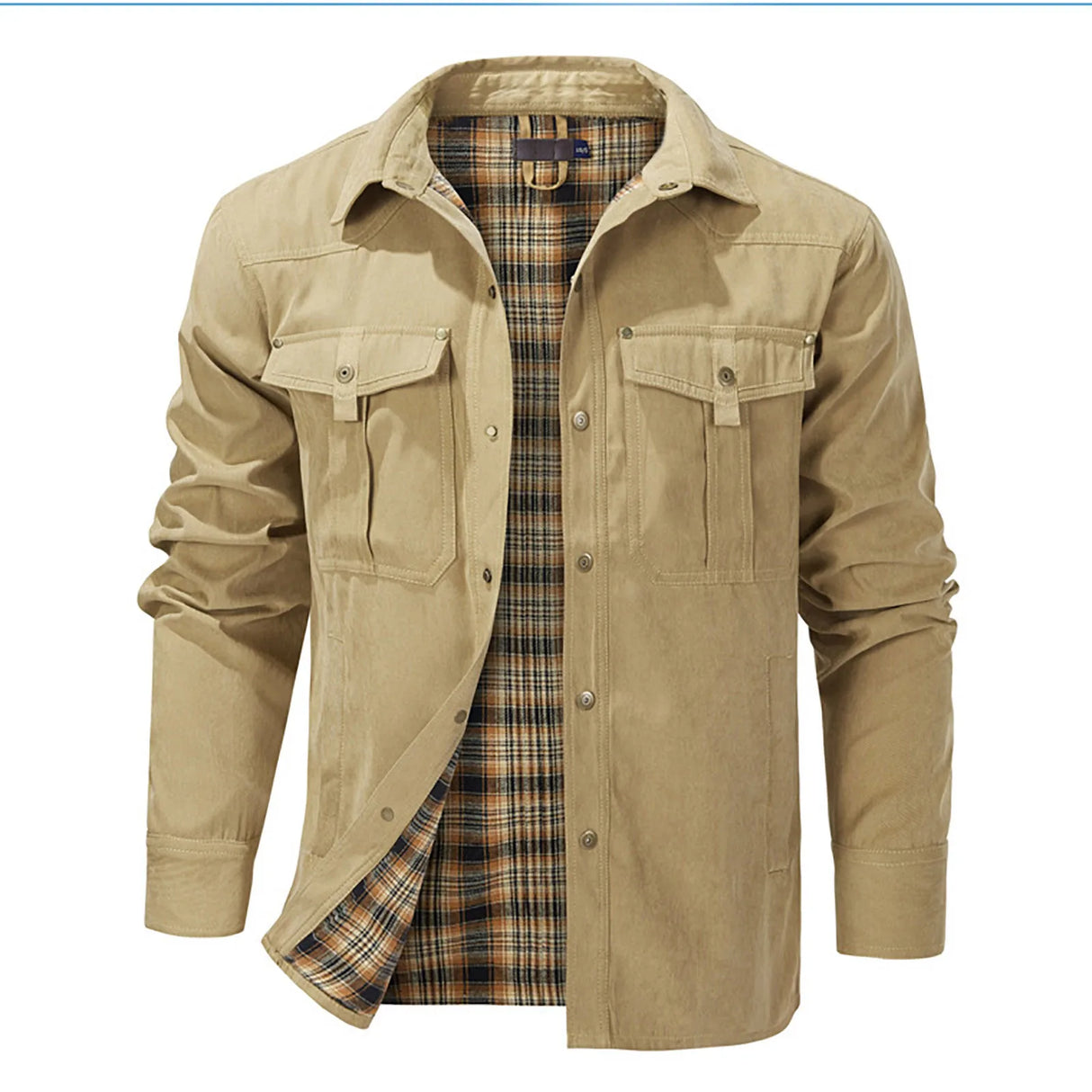 Winter Men'S Bomber Jacket High-Quality Male Plaid Flannel