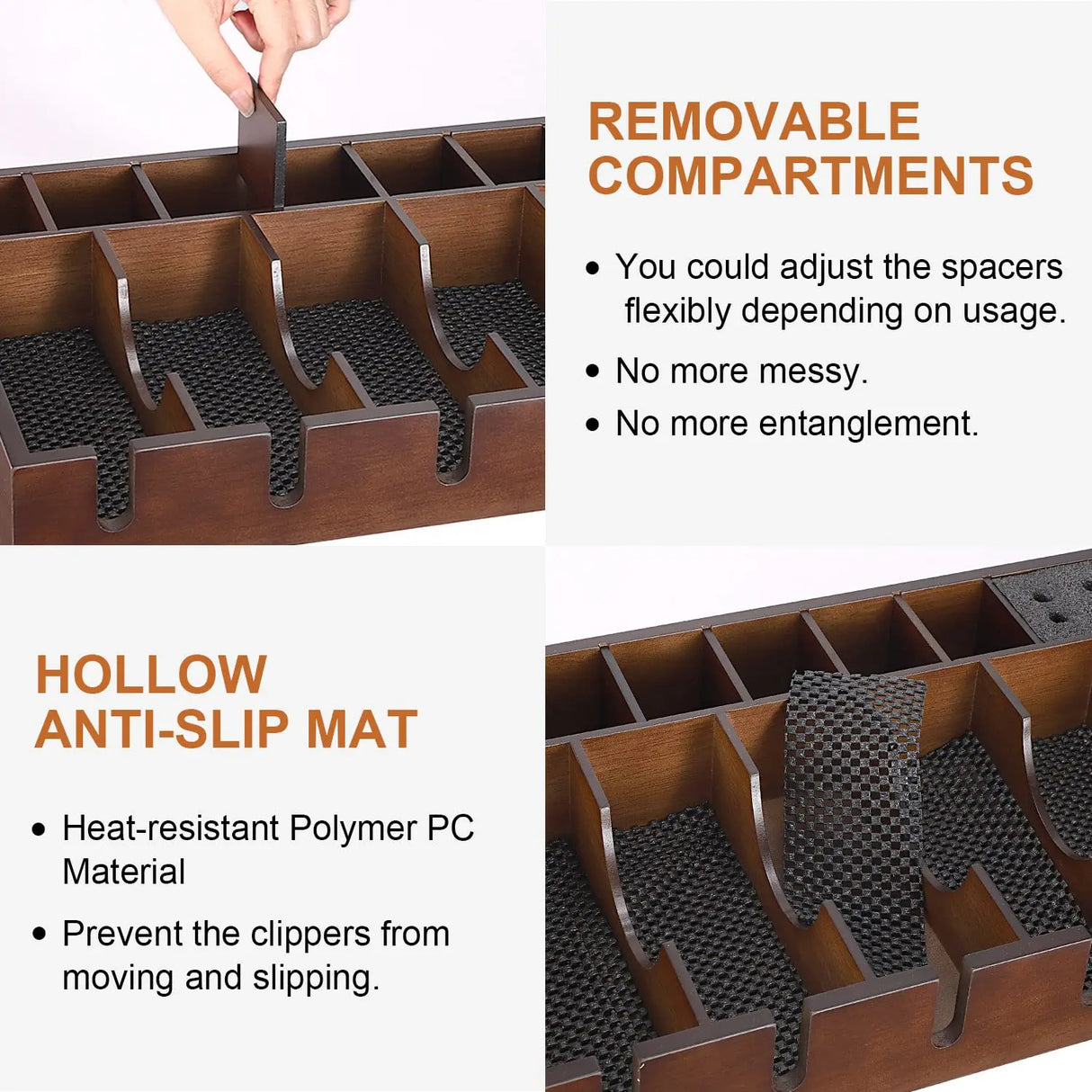 Professional Barber Wooden Clipper Tray Anti-slip Hairdresser Trimmer