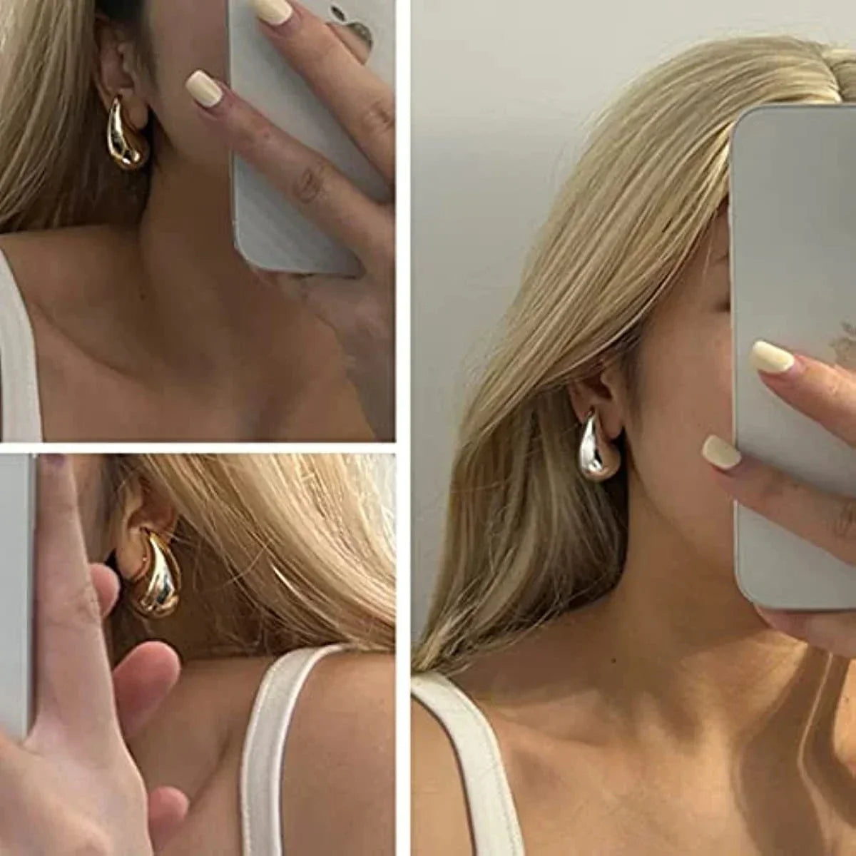 Waterdrop Chunky Hoop Earrings Dupes for Women Lightweight