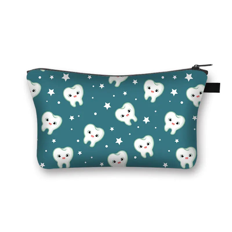 Cartoon Teeth and Tooth Fairy Print Cosmetic Case