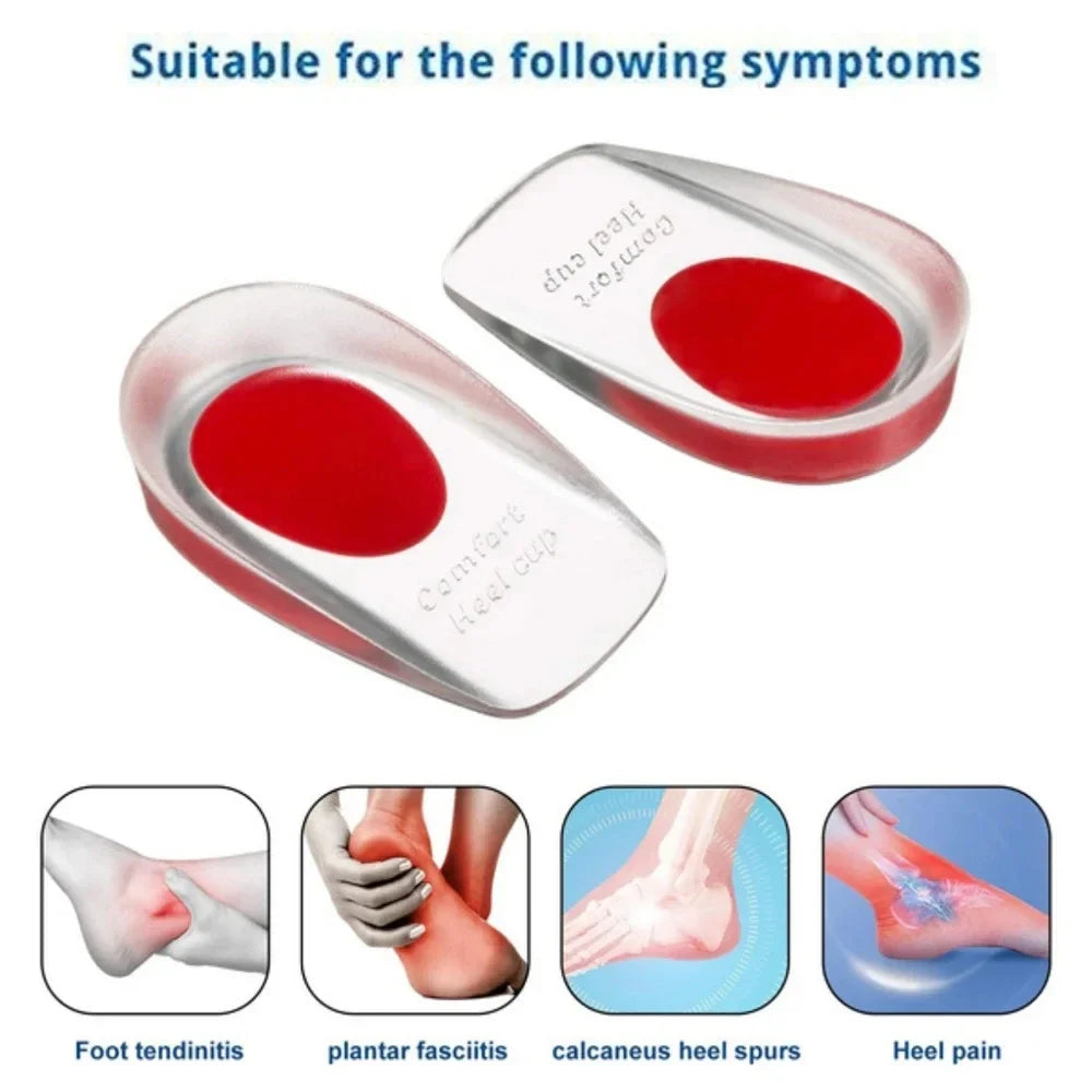 1 Pair Soft Silicone Gel Insoles for Heel