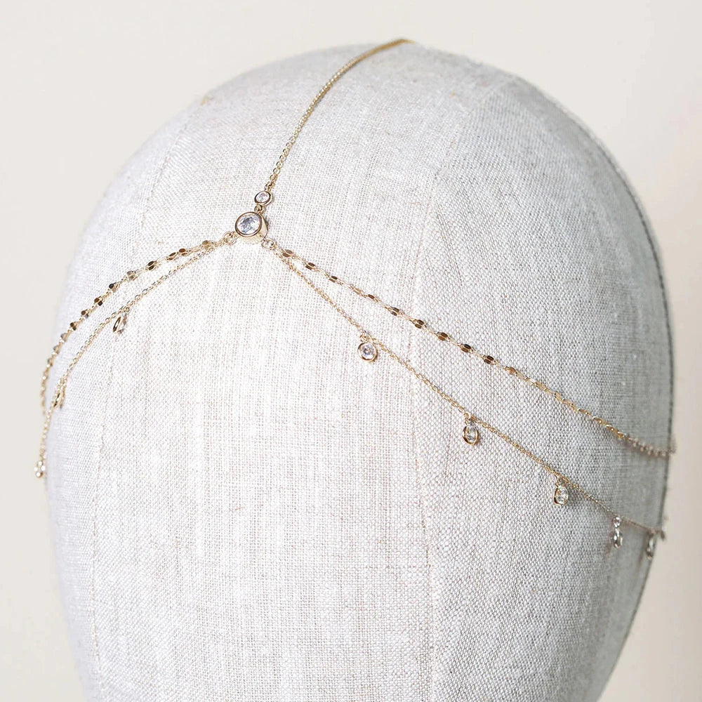 Stonefans Fashion Boho Crystal Head Chain Wedding Hair