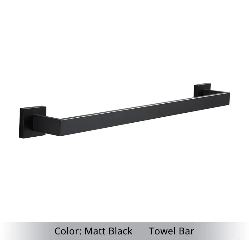 Bathroom Hardware Set Accessories Matt Black Shelf Robe