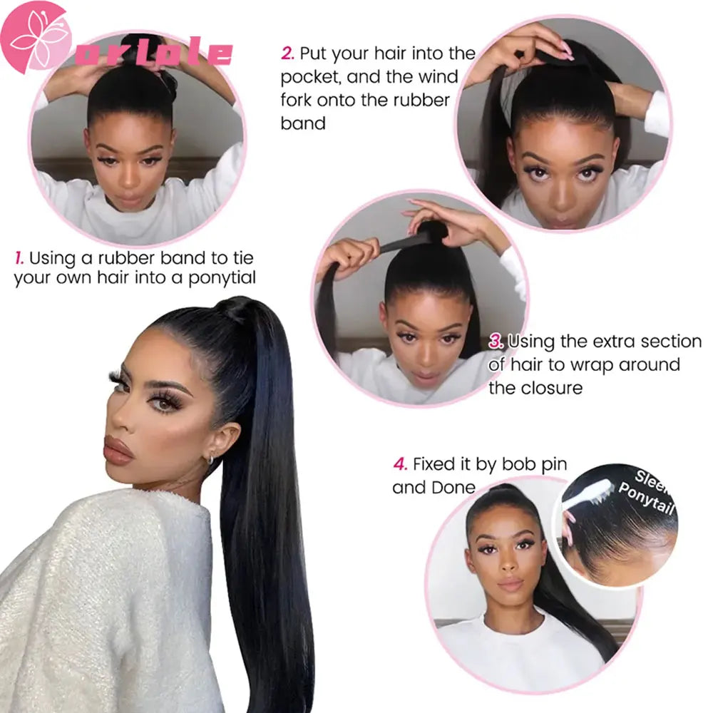 Straight Ponytail Human Hair 8-32 Inches Machine Made