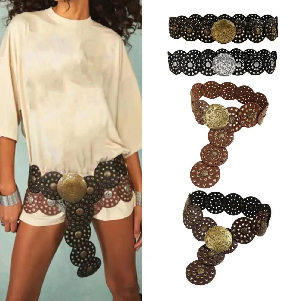 Women Belt Vintage Hollow Out Cowboy Style Lady