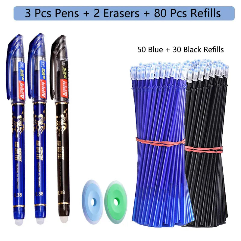 85Pcs/Set Erasable Pen Gel Pens 0.5mm Blue/Black ink