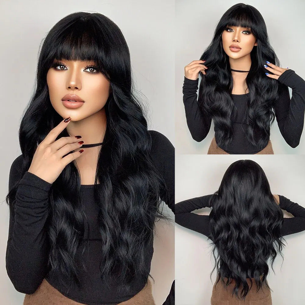 Ginger Curly Synthetic Wigs for Women Long Natural