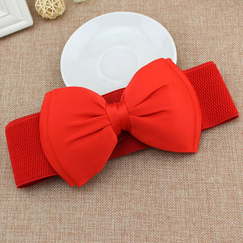New Fashion Women Bowknot Cummerbunds Elastic Bow Wide