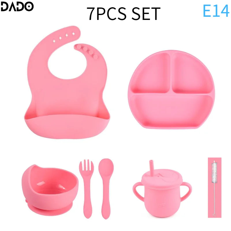 Baby Feeding Set Silicone Suction Bowls Divided Plates