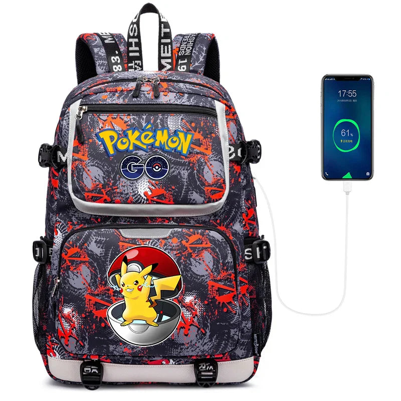 Pokemon Squirtle Cartoon School Bag USB Charging Large