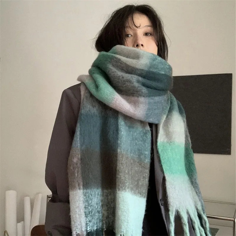 Winter Women Plaid Scarf Winter AC Pamanhmina Shawls