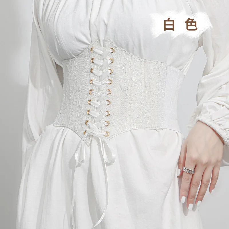 Fashion Women Waist Corset Flower Embroidery Elastic Waistband