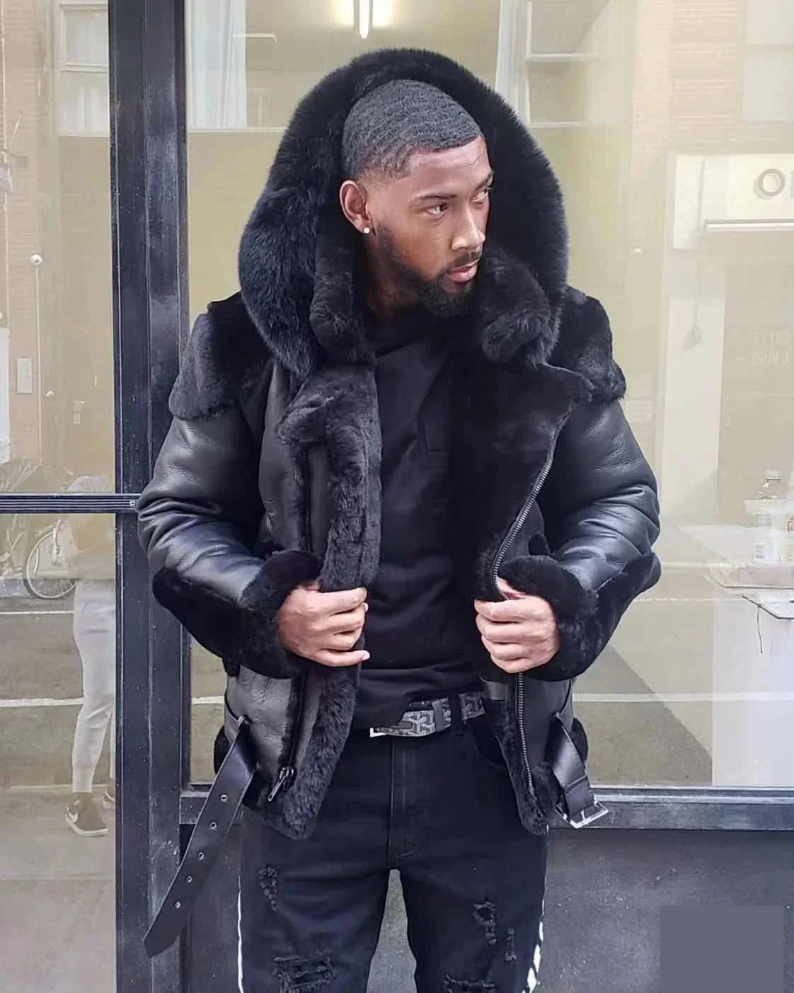 2022 New Men's Leather Coat Winter Large Size