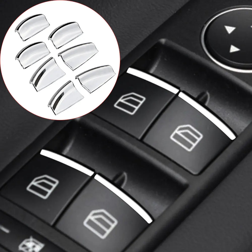 7Pcs ABS Chrome Car Door Window Lift Button