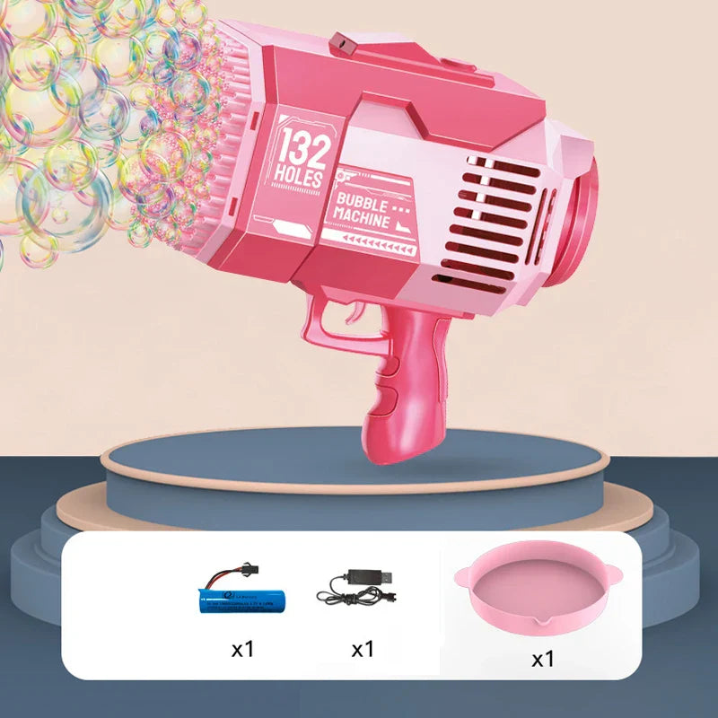 Bubble Gun 132 Holes Electric Automatic Soap Rocket Bubbles Machine Kids Portable Outdoor Party Toys Gift Children‘s Day Gifts