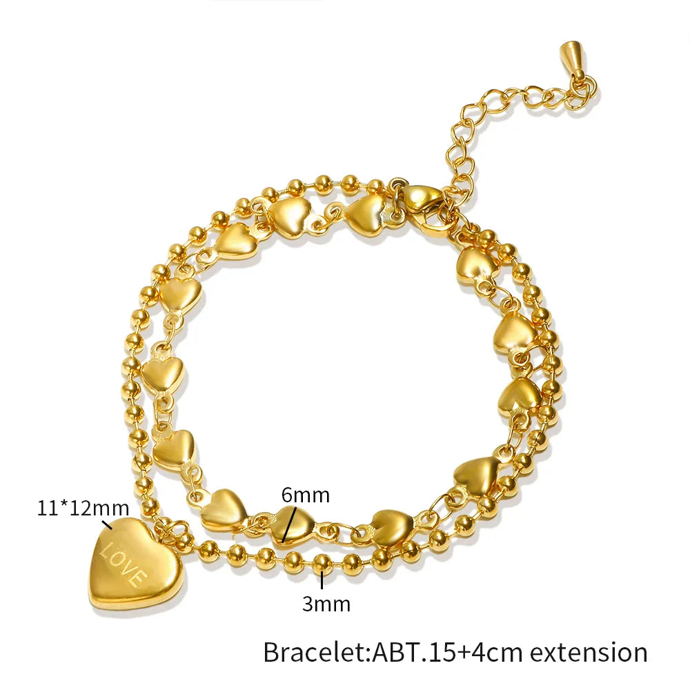 JOVO LOVE 316L Stainless Steel Double Heart Charm