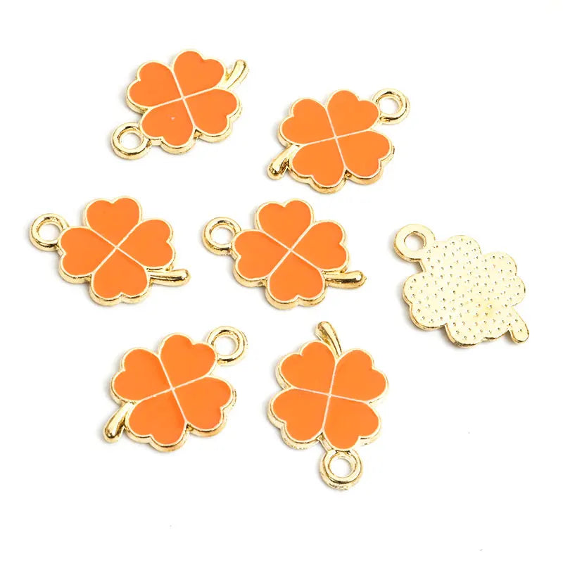 Dopamine Fourleaf Clover Enamel Charms 20pcs DIY Necklace