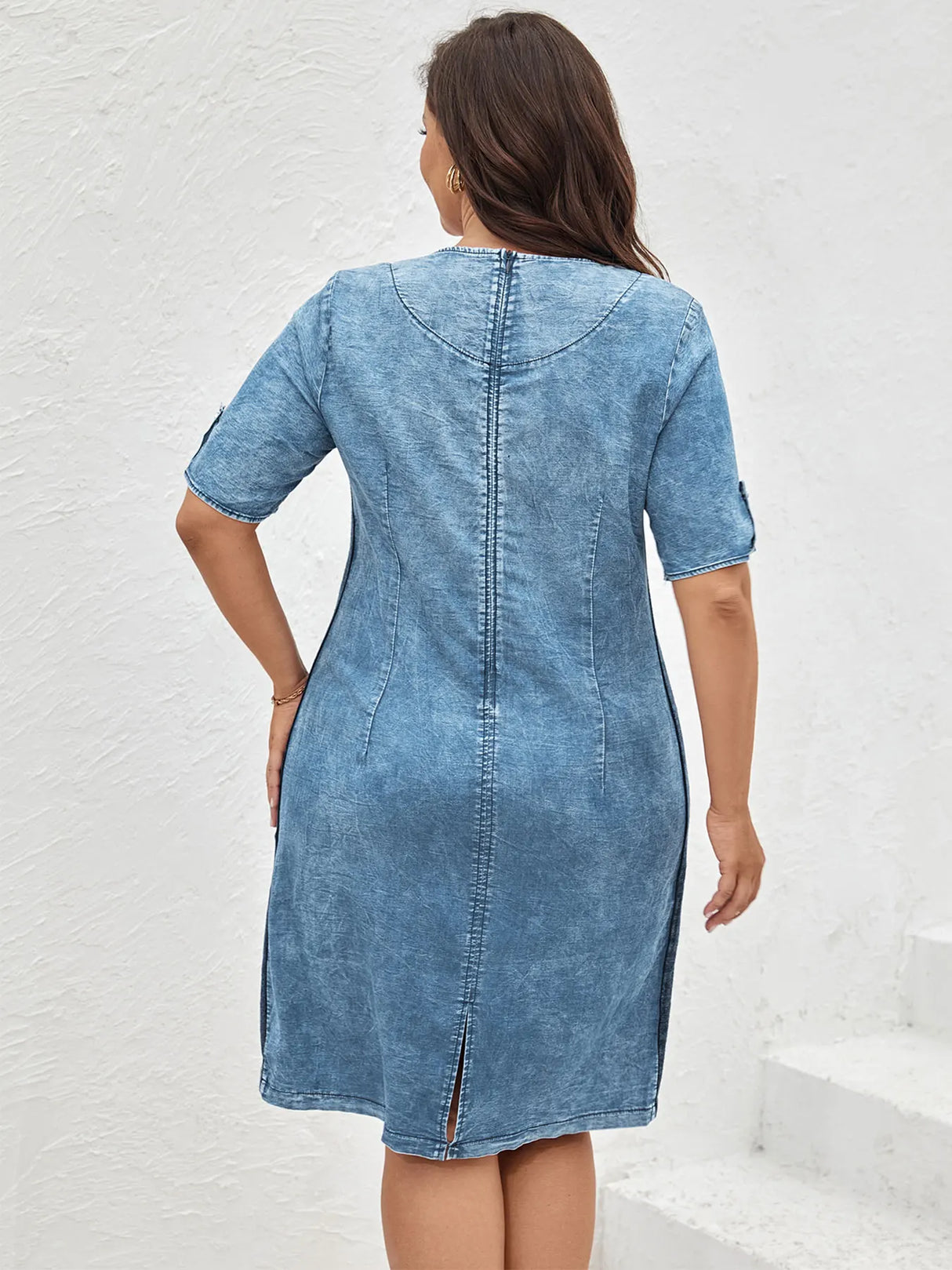 LIH HUA Women's Plus Size Denim Dress Summer