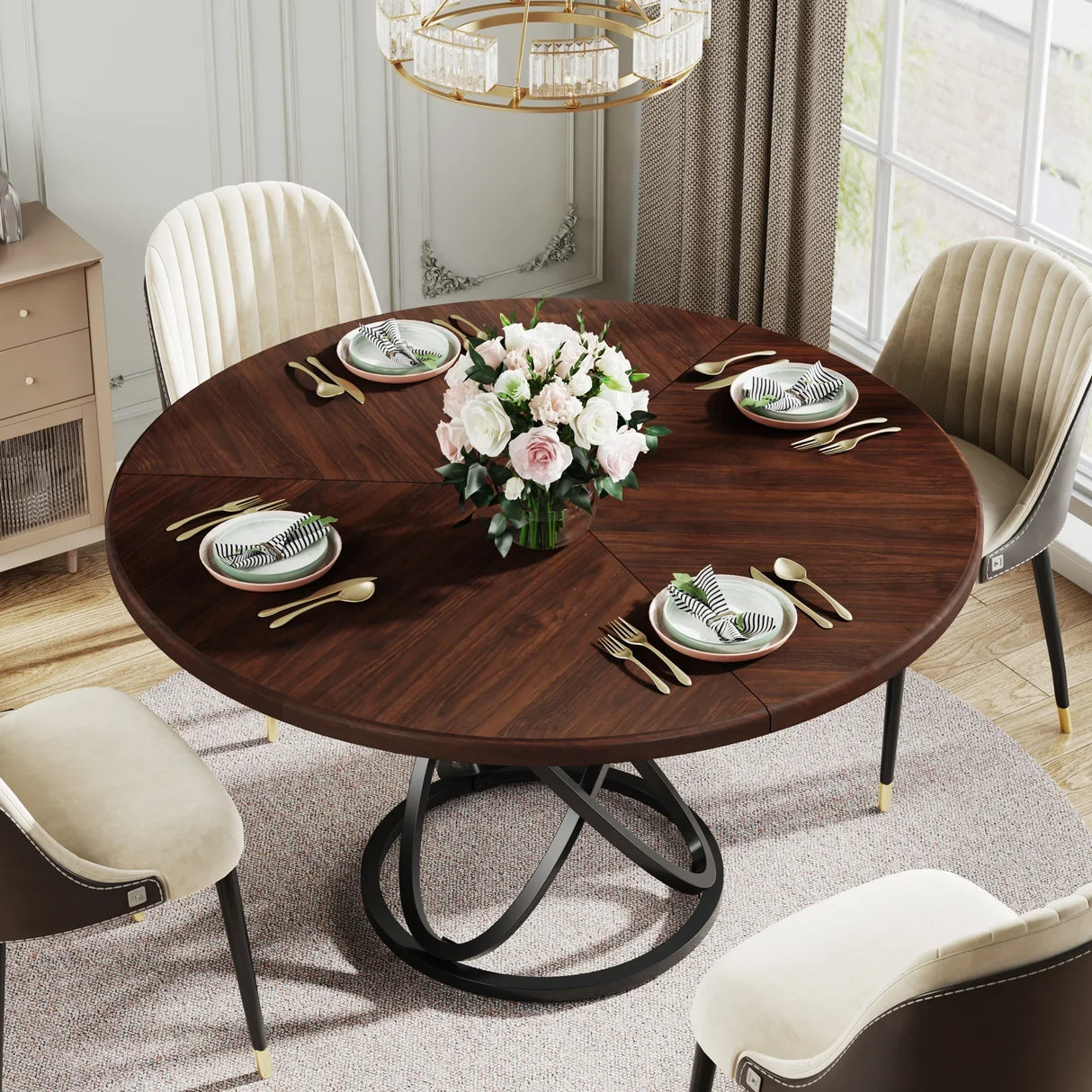 Tribesigns Round Dining Table for 4, 47 Inch