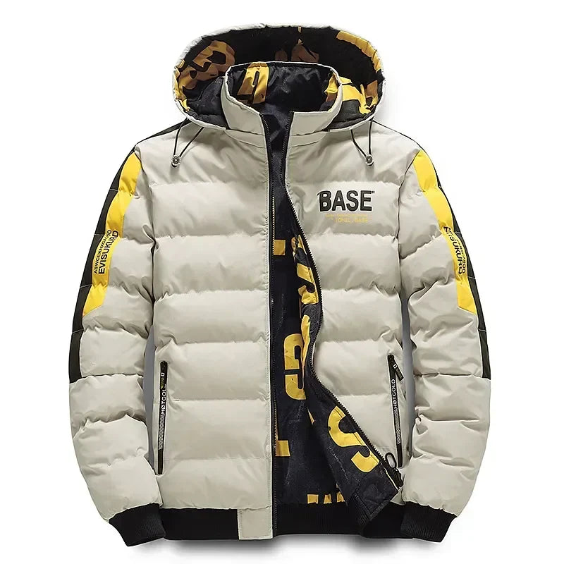 Men Autumn Winter Hooded Jacket Warm Comfortable Padded