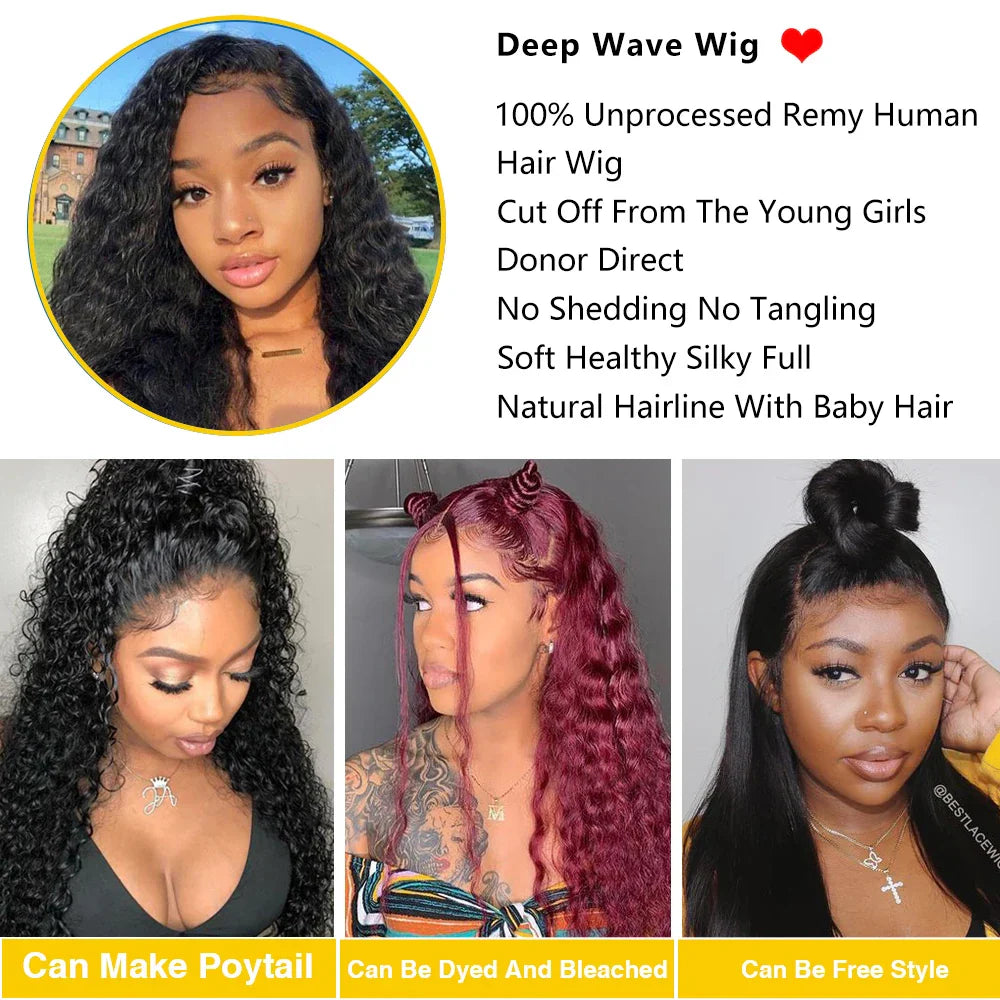 HD Transparent Deep Wave Frontal Wig 13x4/13x6 Curly
