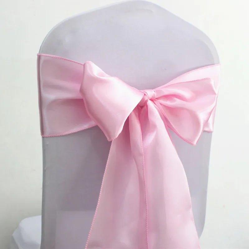10pcs/50pcs Satin Chair Sash Knots Hotel Party Banquet