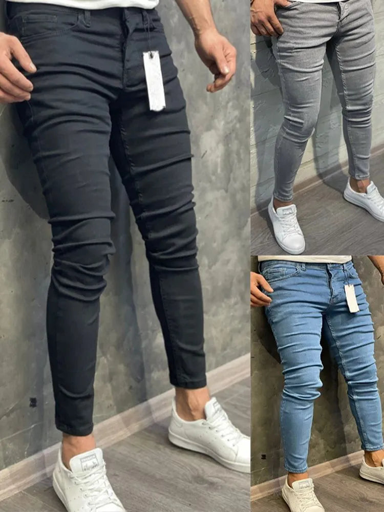 High Quality Stretch Elastic Skinny Jeans Men European