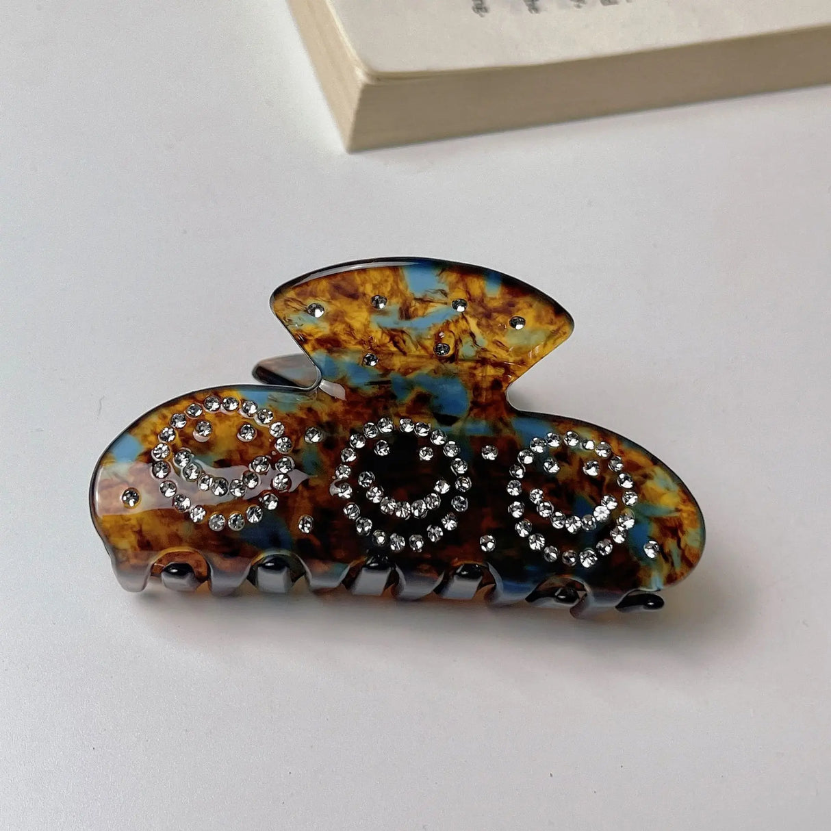 New Fashion Simple 8.5CM Rhinestone-Encrusted Smiling Face Grab