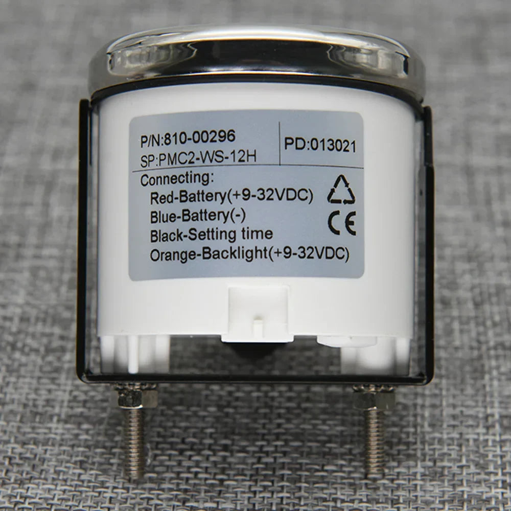 2" 52mm HourMeters Clock Gauges with Red Backlight for Car, Boat, Yacht, RV (9-32V)