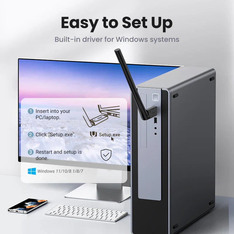 UGREEN WiFi Adapter AC650/AC1300 5G&2.4G 6dBi Antenna WiFi
