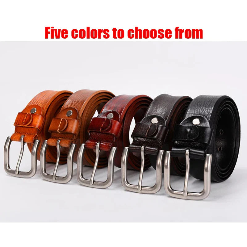 3.8CM Top Cowhide Men's Belt with Copper Buckle