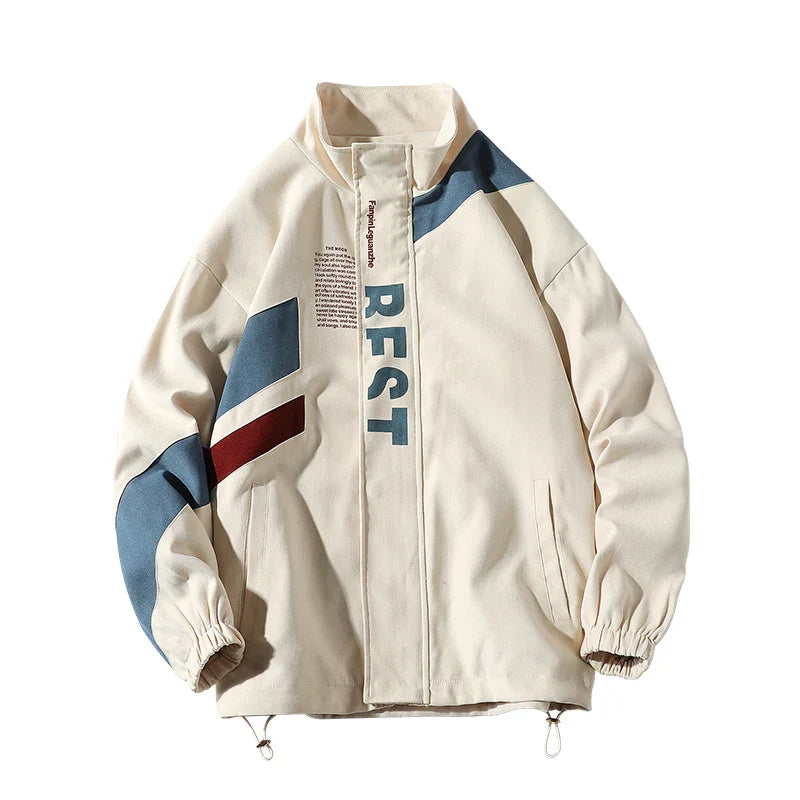 Patchwork Sports Jacket Men Hip Hop Street Loose