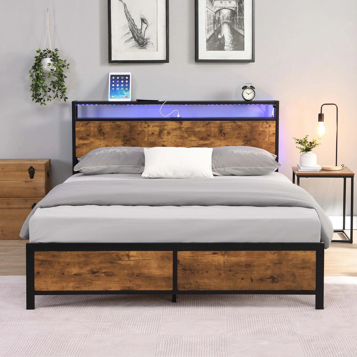 Queen/Full Size Industrial Bed Frame Noise Free with