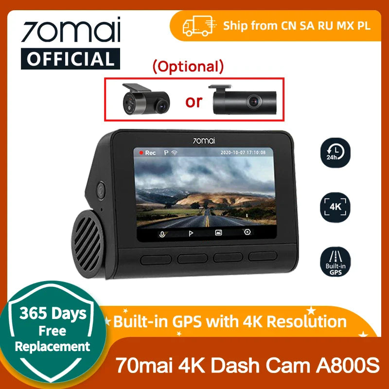 70mai A800S 4K Car DVR with 24H Parking Monitor