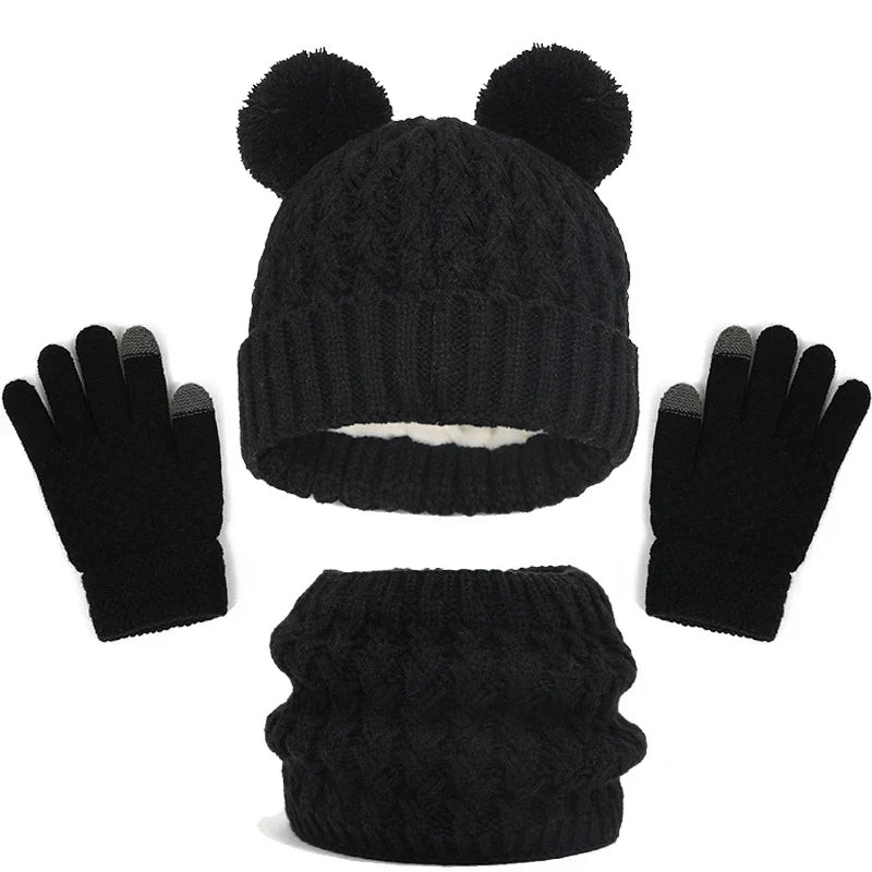 Imitation Cashmere Winter Baby Hat Gloves Scarf Set
