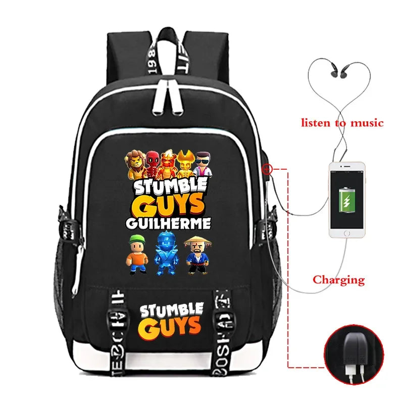 Game Stumble Guys Backpack Teenager Students School Bag