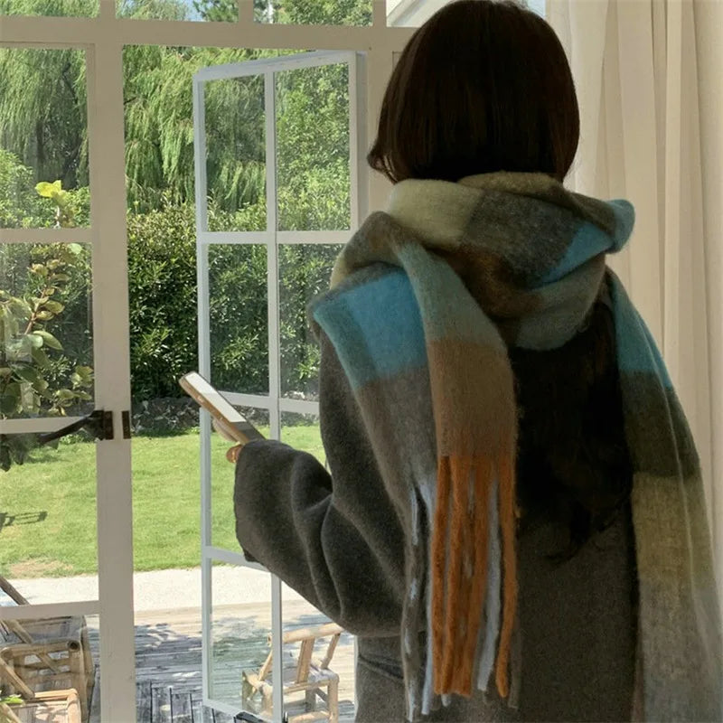 Winter Women Plaid Scarf Winter AC Pamanhmina Shawls