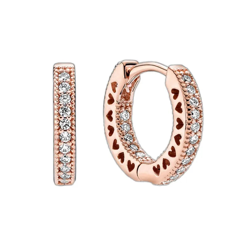 Rose Gold Hoop Earrings For Women 925 Silver