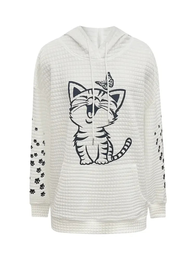 Plus Size Casual Sweatshirt Womens Plus Cat Butterfly