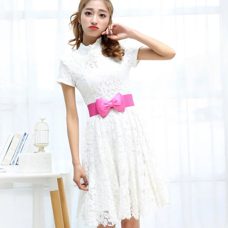 Women Bowknot Cummerbunds 1PCS Elastic Bow Wide Stretch
