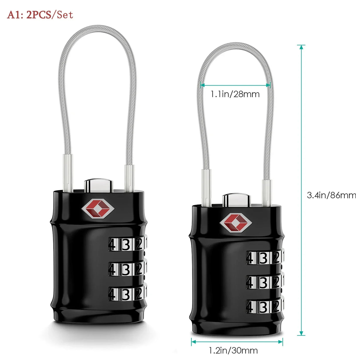 ORIA TSA Approved Luggage Padlocks 3-Digit Combination Travel