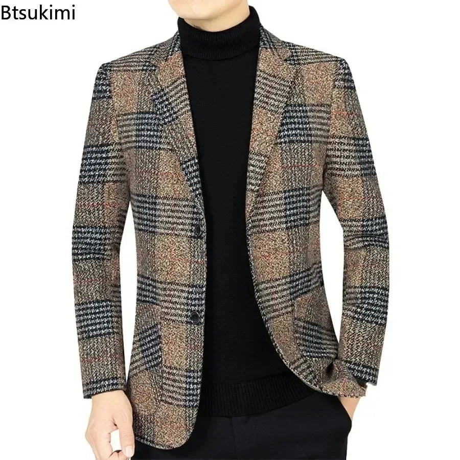 2024 Men's Fashion Blazer Jacket Suit England Style