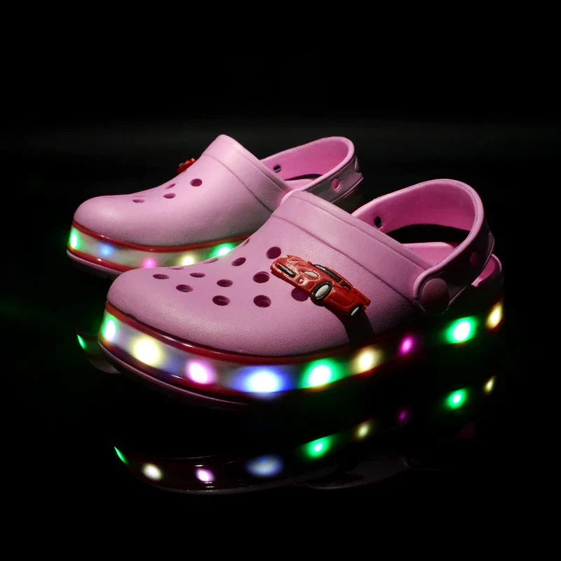 Summer Children Hole Sandals LED Lighted Flashing Light
