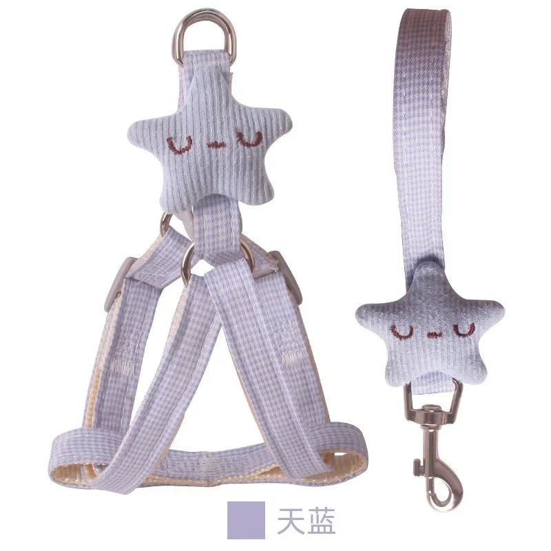 Dog Harness with 1.2m Traction Leash Adjustable Collars