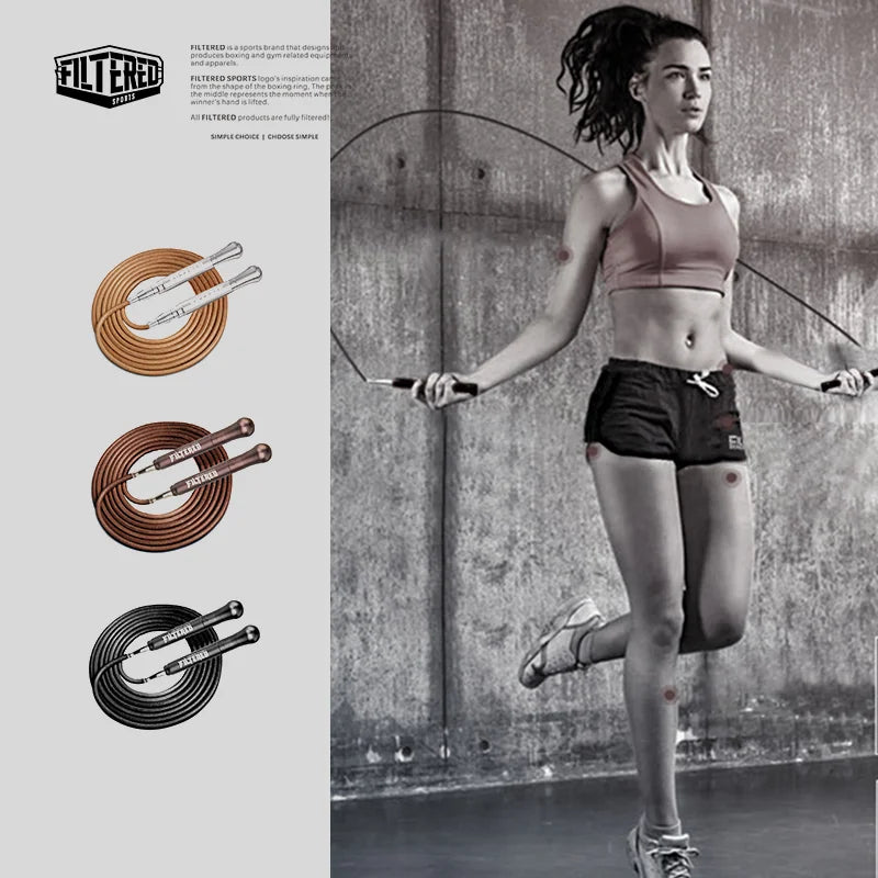 Filtered Sports Leather Bearing Jump Rope Speed Skipping
