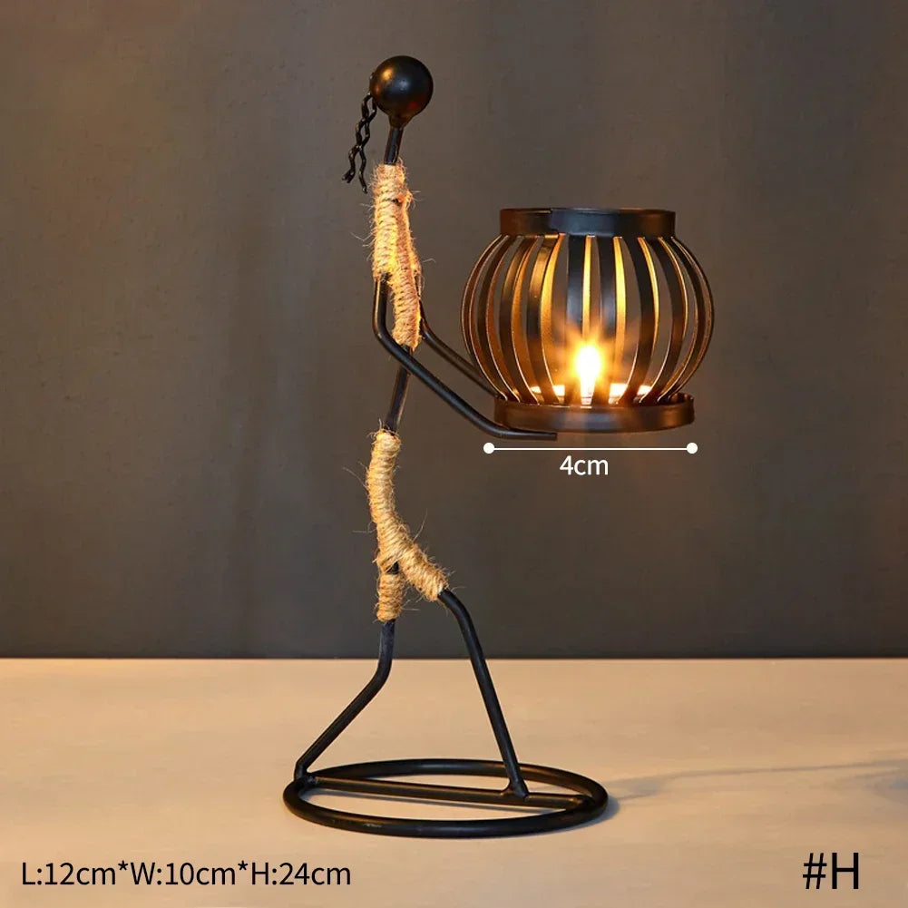 Nordic Metal Candlestick Abstract Character Sculpture Candle Holder
