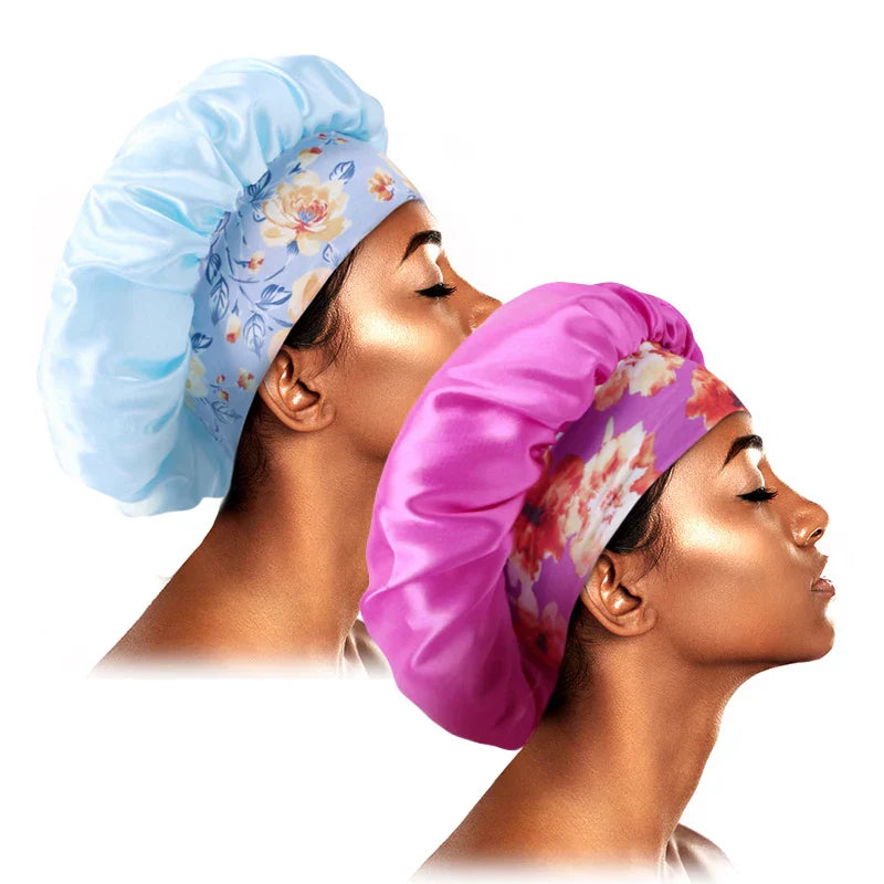 2PCS/LOT Women Fashion Printed Nightcap Wide Edge Beanie